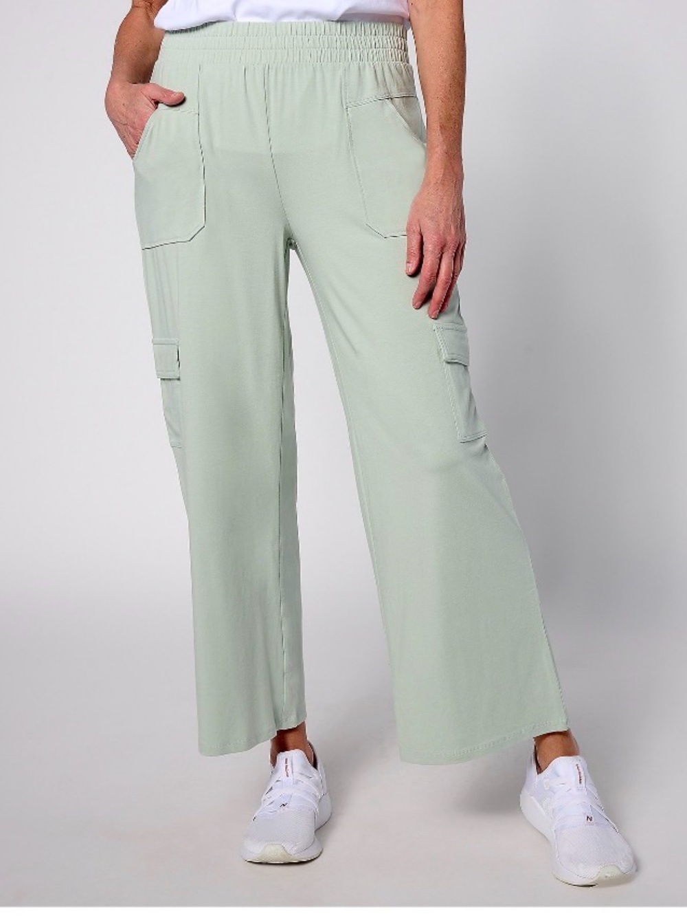 ANYBODY LADIES BLACK Elastic-Waist Wide-Leg Cargo Pants — BLACK XS **BLACK**